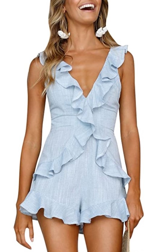 romper azul con volantes para verano